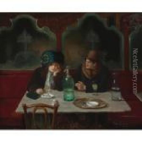 Cafe Society Oil Painting - Jean-Georges Beraud
