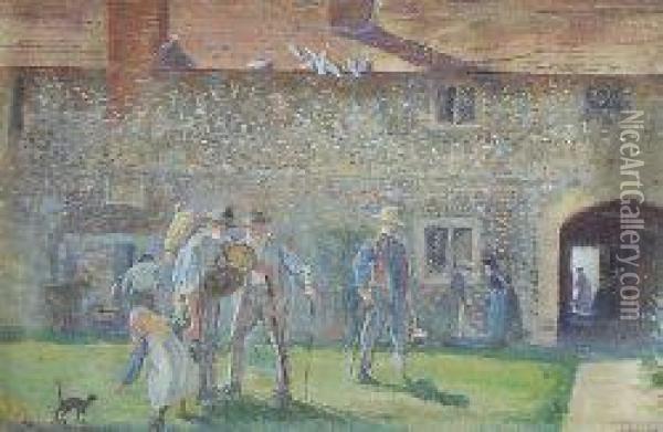 Almshouse, Cookham, Kent Oil Painting - Archibald Standish Hartrick