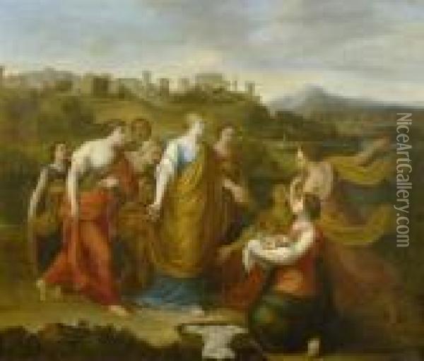 The Finding Of The Infant Moses Oil Painting - Sebastian Bourdon