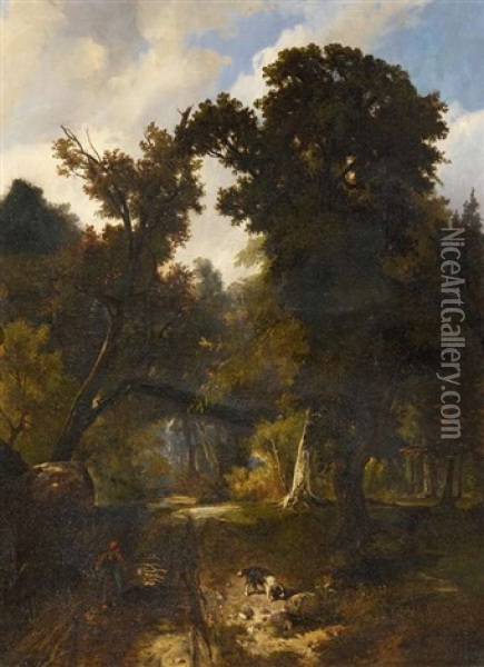 Im Wald Von Fontainebleau Oil Painting - Karl Friedrich Toeche