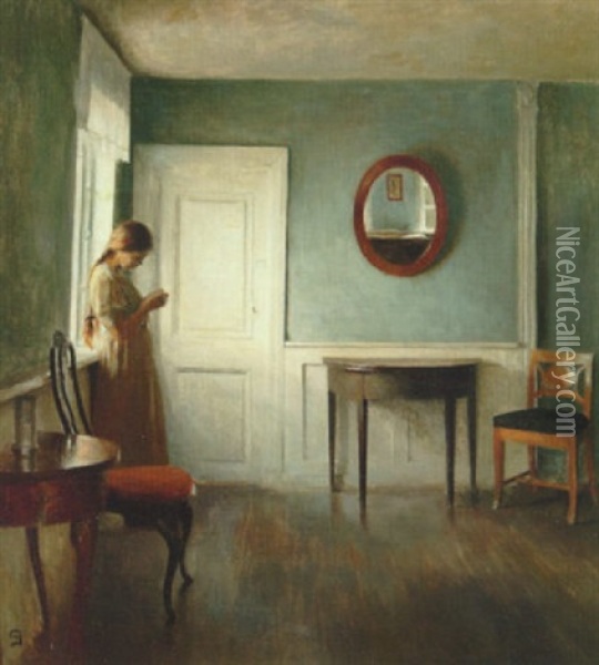 Den Laesende Pige Ved Vinduet Oil Painting - Peter Vilhelm Ilsted