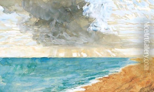 Sandgate Beach Oil Painting - John Ruskin
