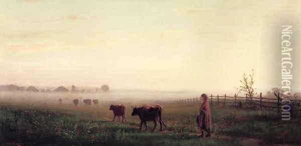 Cool Morning on the Prarie Oil Painting - Junius R. Sloan