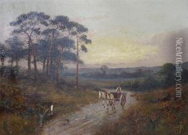 Horse And Cart On A Country Lane Oil Painting - Sidney Yates Johnson