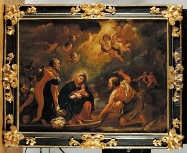 Riposo In Egitto Nativit  Oil Painting - Jacopo Bassano (Jacopo da Ponte)