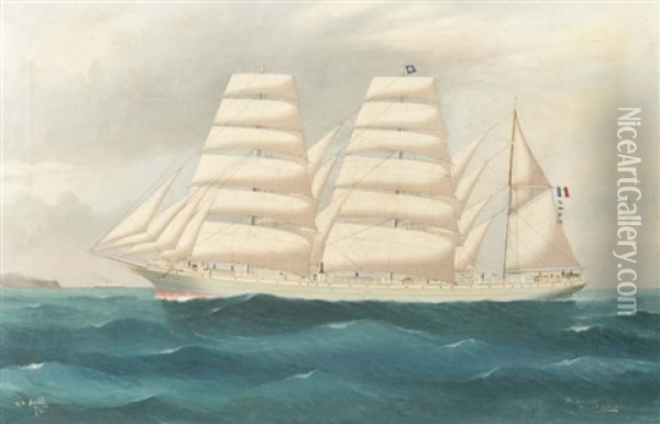 Le Trois Mats Barque Adelaide Devant Sydney, Australie Oil Painting - Reginald Arthur Borstel