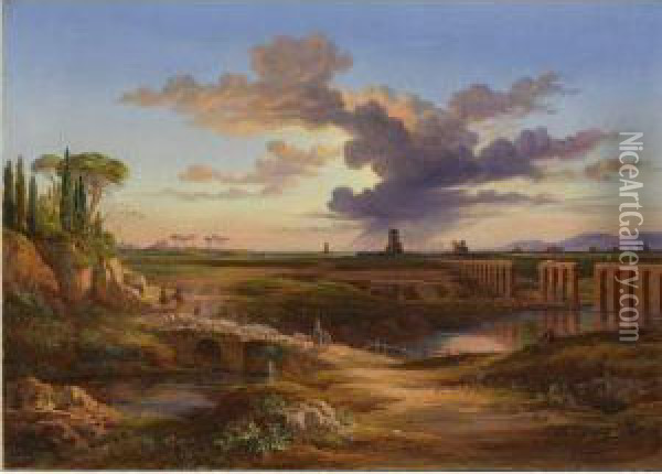 La Via Appia, Campagna Romana Oil Painting - Arthur John Strutt
