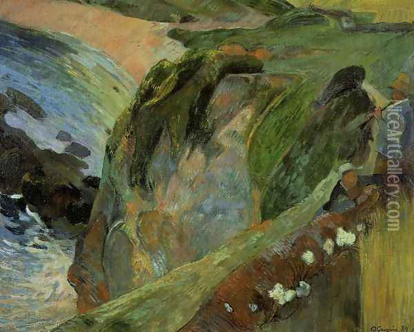 Flutist On The Cliffs Oil Painting - Paul Gauguin