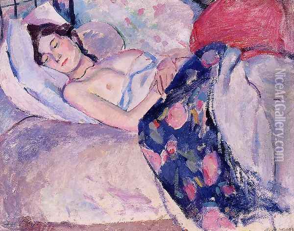 Sleeping Woman Oil Painting - Jules Pascin