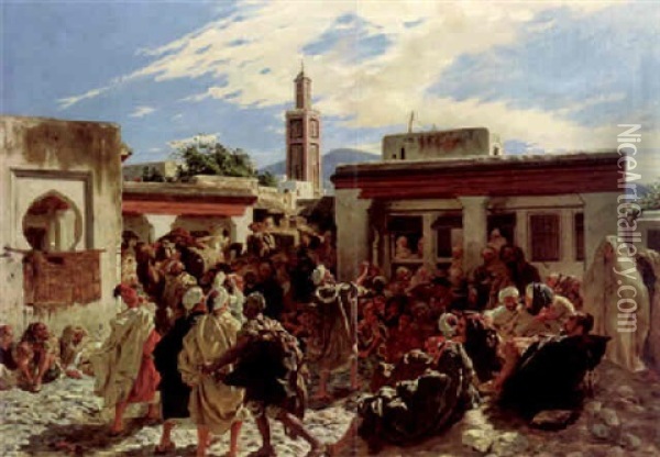 Le Conteur Marocain Oil Painting - Edme Alexis Alfred Dehodencq