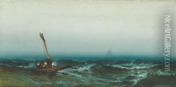 Shipwreck: The Raft Of The Survivors Oil Painting - Franklin Briscoe