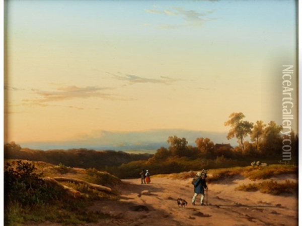 Spatsommerliche Landschaft Im Nachmittagslicht Oil Painting - Georg Andries Roth