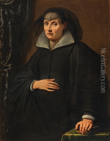 Portrait Of A Noblewoman Dressed In Black Oil Painting - Vincenzo Dandini