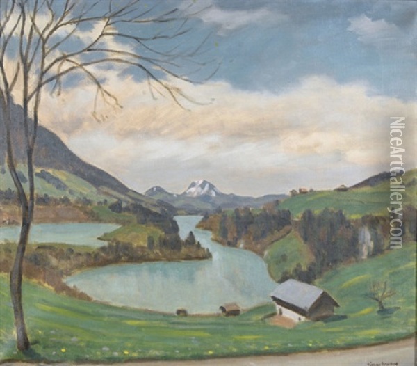 Lac De Montsalvens Oil Painting - Ernest Hiram Bruelhart