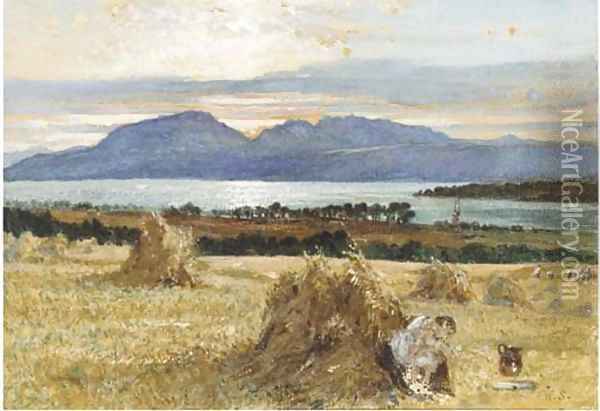 Arran from Bute Oil Painting - William Stewart