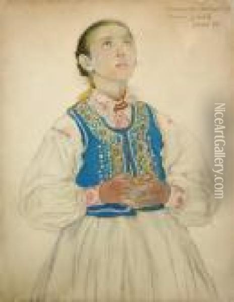 Portret Aktorki Z Rodziny Osterwow Oil Painting - Kazimierz Sichulski