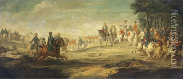 A Landscape With A Cavalry Skirmish Between Christians Andturks Oil Painting - Pietro Graziani