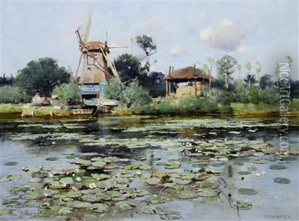 The Mill Pond Oil Painting - Frank Richards