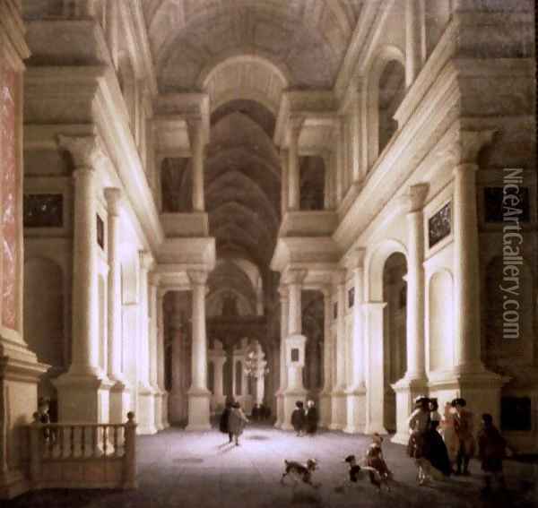 Interior of a Church at Night Oil Painting - De Lorme and Ludolf De Jongh Anthonie
