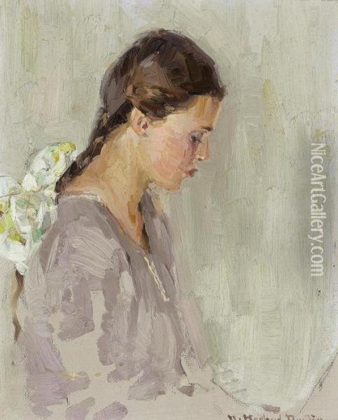 Portrait Of Vivian E. Dunton Oil Painting - W. Herbert Dunton