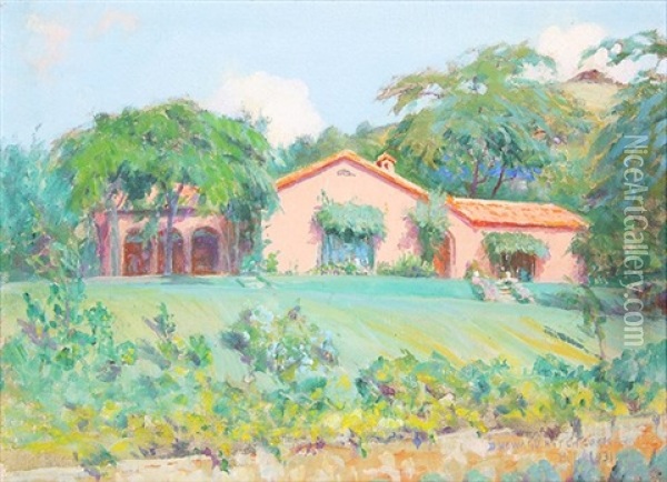 Pink House, Manoa, Hawaii Oil Painting - David Howard Hitchcock