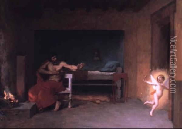 Anacreon 3: Cupid S'enfuit Oil Painting - Jean-Leon Gerome