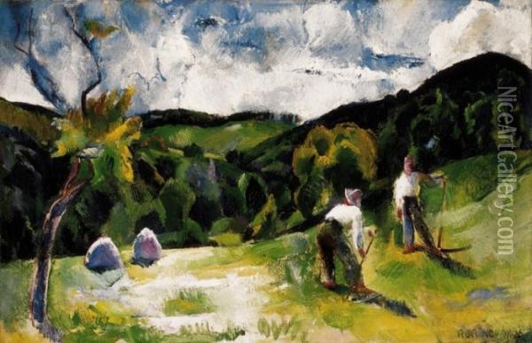 On The Field Oil Painting - Vilmos Aba-Novak
