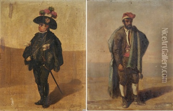 Alguasil (+ Portrait De Sevillan; Pair) Oil Painting - Alfred Andre Geniole