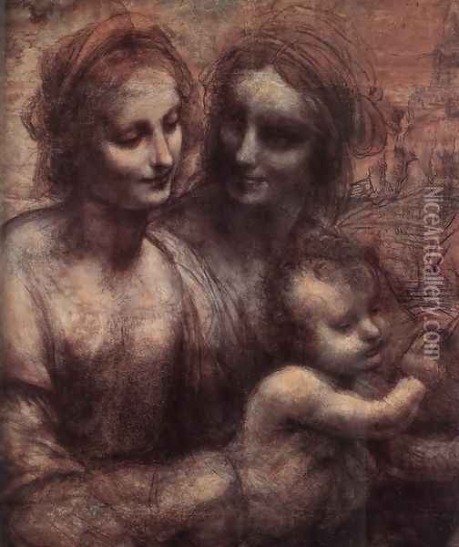 Madonna and Child with St Anne and the Young St John (detail) 1507-08 Oil Painting - Leonardo Da Vinci