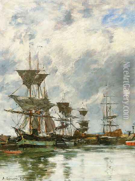 Trouville, the Port V Oil Painting - Eugene Boudin