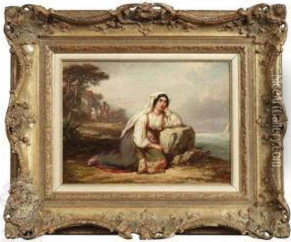 A Youngsouthern Italian Lady Oil Painting - Auguste Delacroix
