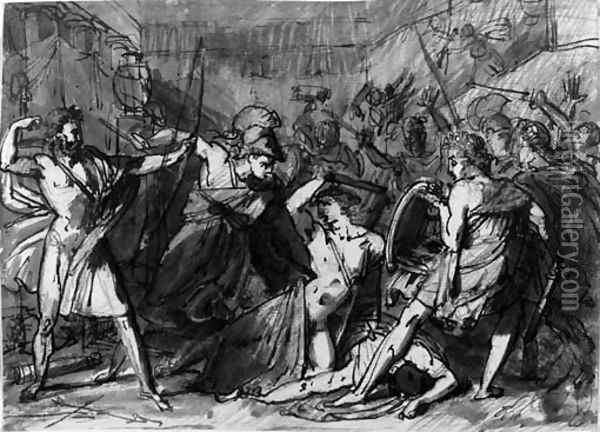 Ulysses killing the suitors of Penelope Oil Painting - Antoine-Jean Gros