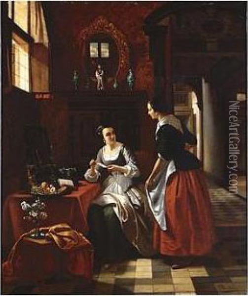 The Letter Oil Painting - Hubertus, Huib Van Hove