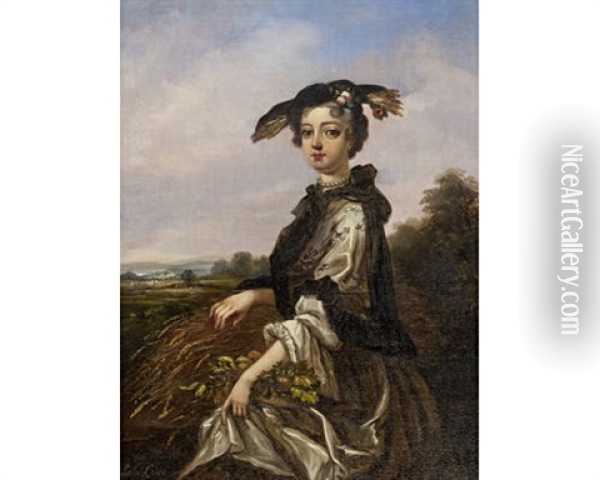 Girl With Harvest Oil Painting - Leon Emile Caille