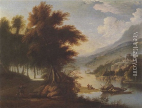 Flusslandschaft Mit Wald Und Jager Oil Painting - Jacob Salomonsz van Ruysdael