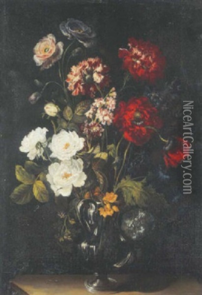 Fleurs Dans Un Vase En Verre Oil Painting - Benito Espinos