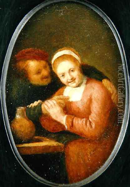 An Amorous Couple at a Table Oil Painting - Hendrick Maertensz. Sorch (see Sorgh)