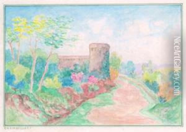 Chateau A Dinan Oil Painting - Ernest Ponthier De Chamaillard