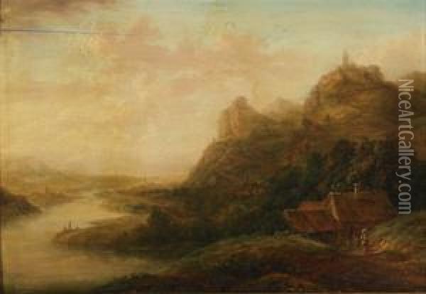 Rhine Scene Oil Painting - Franz Schutz