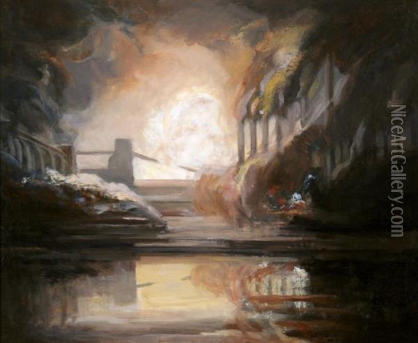 Pittsburgh Steel Mill Oil Painting - Aaron Harry Gorson