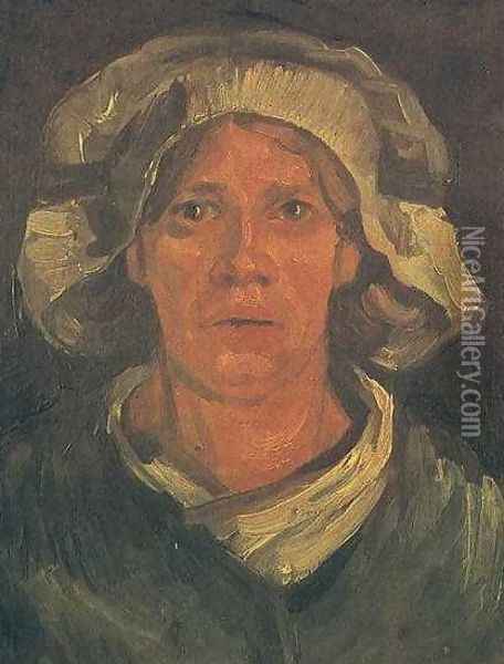 Head Of A Peasant Woman With White Cap V Oil Painting - Vincent Van Gogh