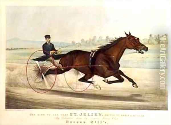 The King of the Turf St Julien driven by Orrin A Hickok Oil Painting - Currier