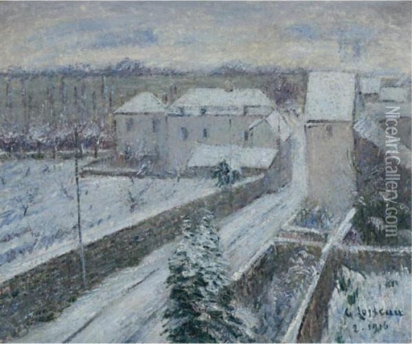 Vue De Triel Sous La Neige Oil Painting - Gustave Loiseau