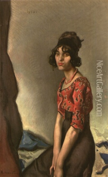 Kroatin (bildnis Einer Jungen Dame Im Bolero) Oil Painting - Hugo von Habermann the Elder