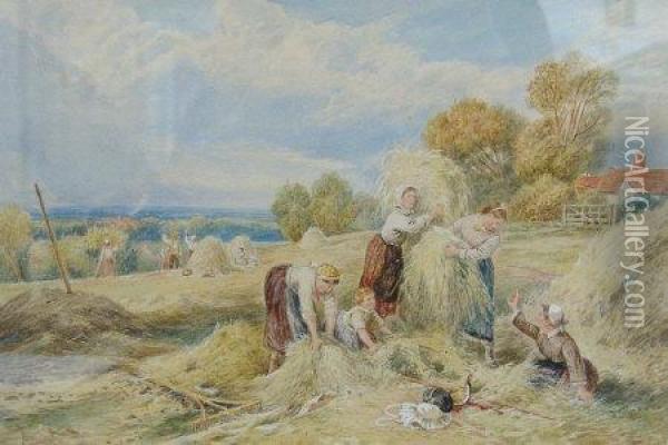 Haymakers Oil Painting - Myles Birket Foster