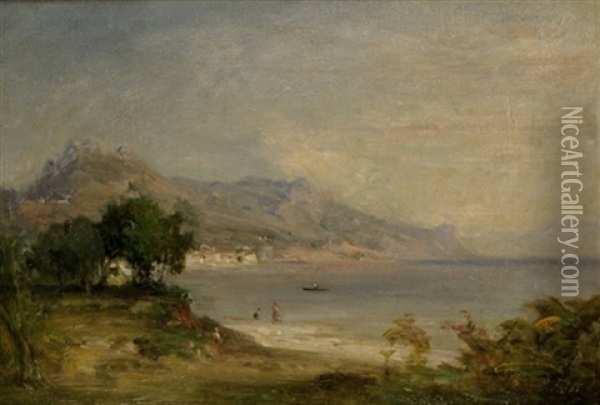 Suditalienische Kustenlandschaft Mit Amalfi Oil Painting - Friedrich Georg William Pape