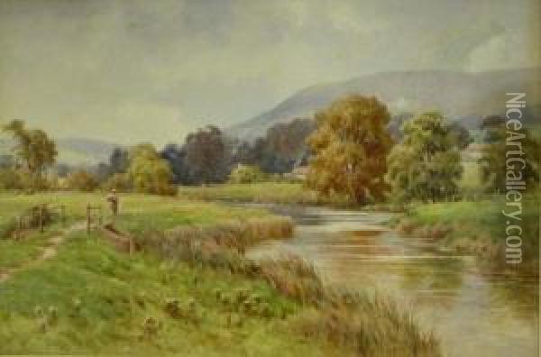 Figure By Riverbank Oil Painting - Edward H. Thompson