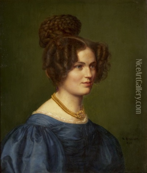 Portrat Frau Johanna Wieland Oil Painting - Ferdinand-Theodor Hildebrandt