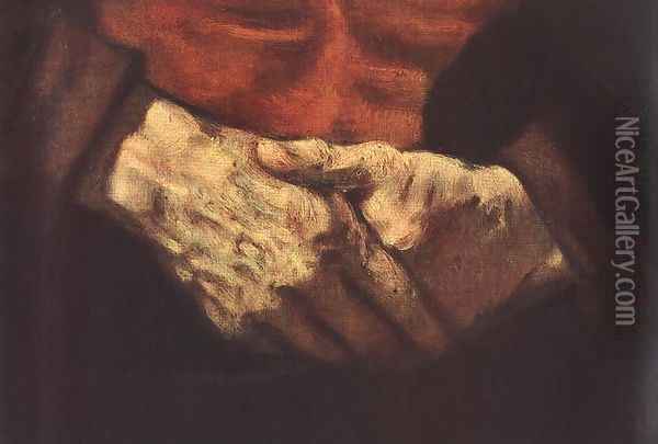 Portrait of an Old Man in Red (detail -2) 1652-54 Oil Painting - Rembrandt Van Rijn