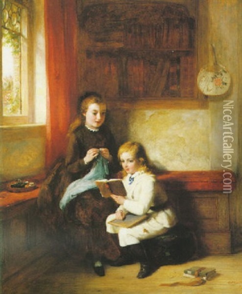The First Lesson Oil Painting - George Bernard O'Neill